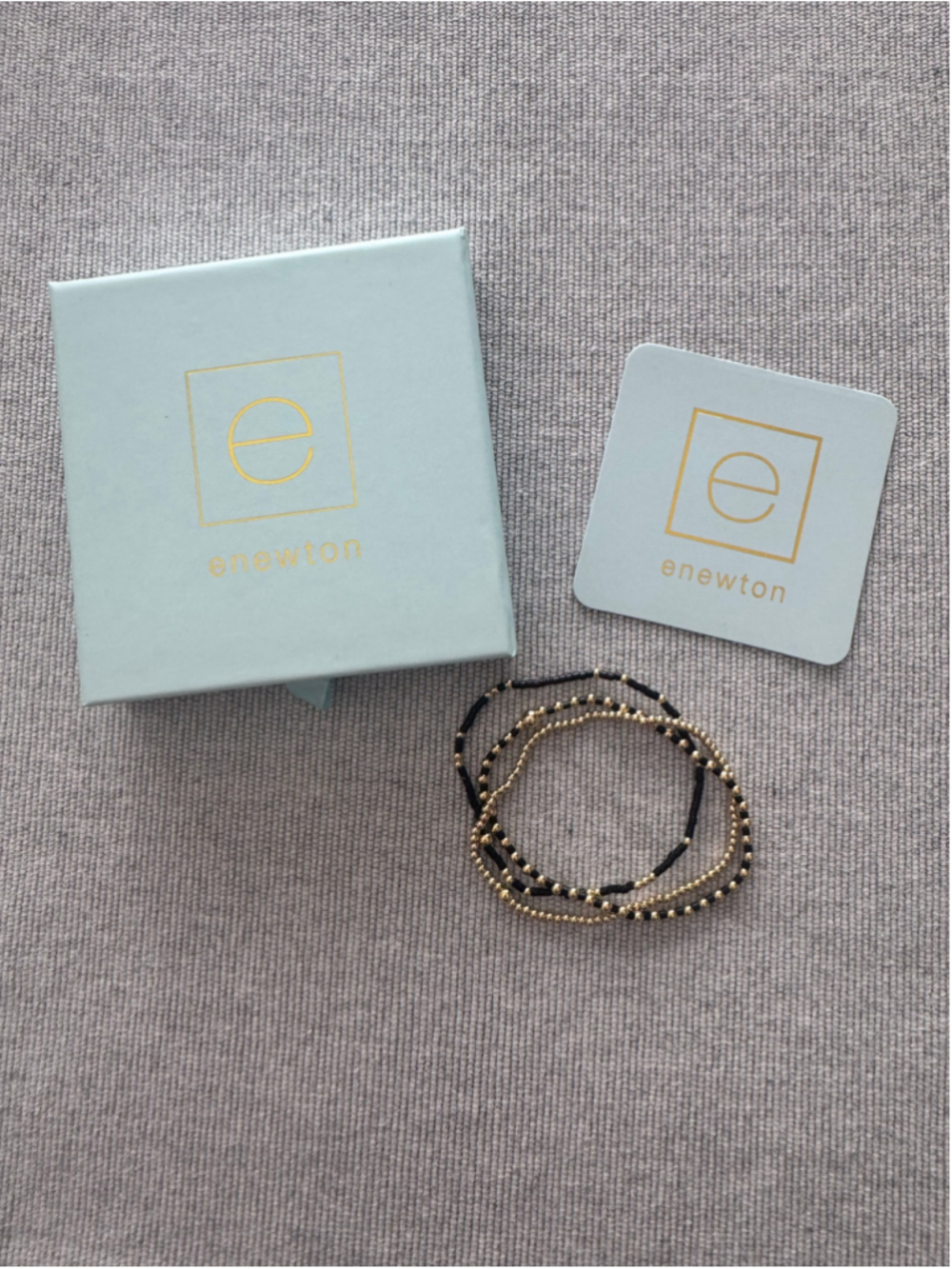 eNewton Black & Gold Beaded Bracelet 3-Piece Stack Set